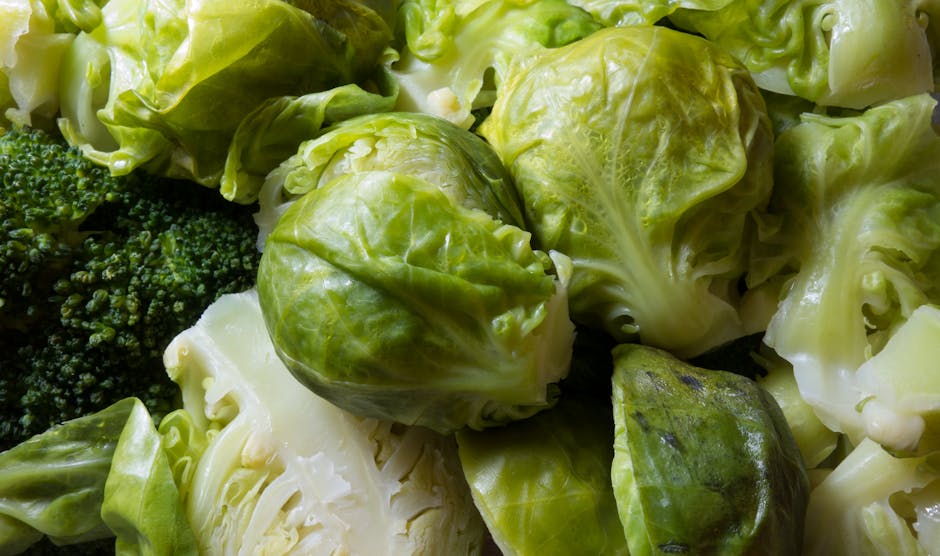 Fresh Brussels sprouts and broccoli β both glucoraphanin-bearing Brassica vegetables tracked in USDA FDC